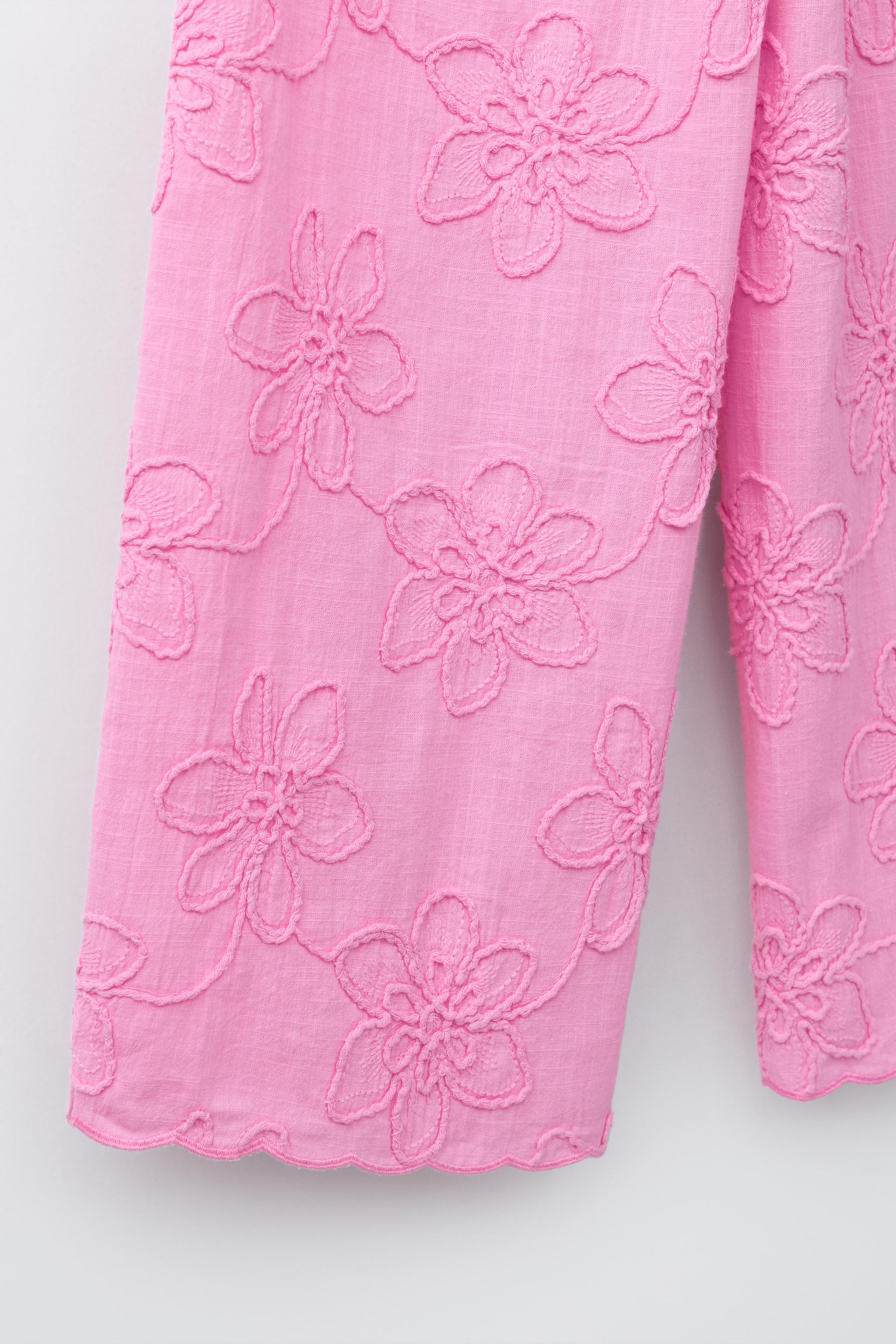 PANTALON WIDE LEG À FLEURS BRODÉES